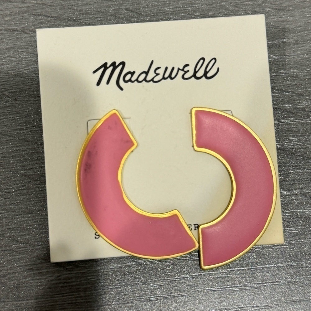 Madewell Pink Half Circle Earrings